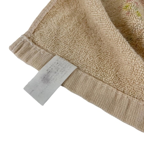 Vintage 70’s Dish Towel MCM Crochet Button Orange Butterfly Floral - Picture 5 of 5